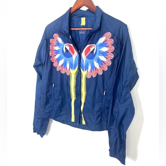 Farm Rio Tropical Bird Lightweight Colorful Windbreaker Track Jacket Size P - Picture 4 of 16